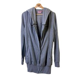 Juicy Couture Y2K Gray Slouchy Hoodie Sweatshirt in Size Large